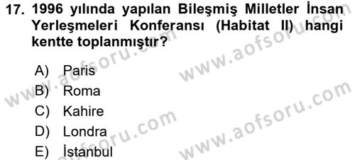 Sosyal Sorunlar Dersi 2017 - 2018 Yılı (Final) Dönem Sonu Sınav Soruları 17. Soru