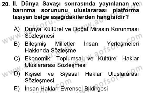 Sosyal Sorunlar Dersi 2017 - 2018 Yılı (Final) Dönem Sonu Sınav Soruları 20. Soru