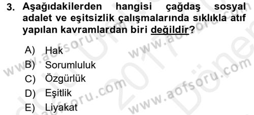 Sosyal Sorunlar Dersi 2017 - 2018 Yılı (Final) Dönem Sonu Sınav Soruları 3. Soru