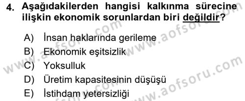 Sosyal Sorunlar Dersi 2017 - 2018 Yılı (Final) Dönem Sonu Sınav Soruları 4. Soru