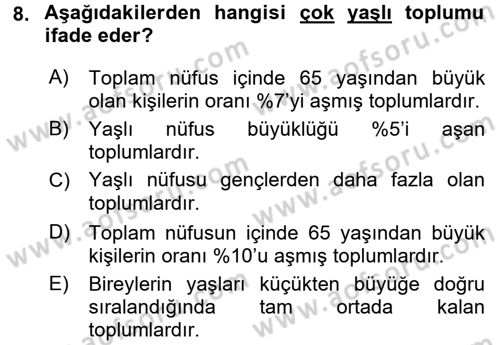 Sosyal Sorunlar Dersi 2017 - 2018 Yılı (Final) Dönem Sonu Sınav Soruları 8. Soru