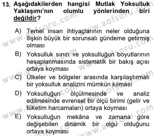 Sosyal Sorunlar Dersi 2018 - 2019 Yılı (Vize) Ara Sınav Soruları 13. Soru