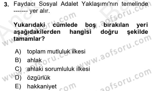 Sosyal Sorunlar Dersi 2018 - 2019 Yılı (Vize) Ara Sınav Soruları 3. Soru
