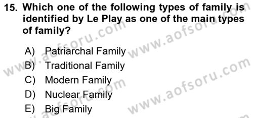 Introduction to Sociology Dersi 2017 - 2018 Yılı (Final) Dönem Sonu Sınav Soruları 15. Soru