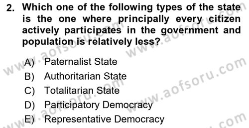 Introduction to Sociology Dersi 2017 - 2018 Yılı (Final) Dönem Sonu Sınav Soruları 2. Soru