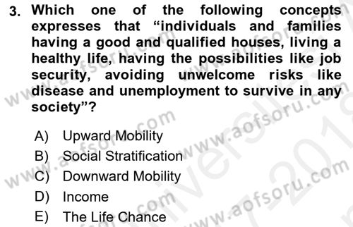 Introduction to Sociology Dersi 2017 - 2018 Yılı (Final) Dönem Sonu Sınav Soruları 3. Soru