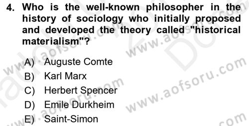 Introduction to Sociology Dersi 2017 - 2018 Yılı (Final) Dönem Sonu Sınav Soruları 4. Soru