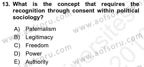 Introduction to Sociology Dersi 2018 - 2019 Yılı (Vize) Ara Sınav Soruları 13. Soru