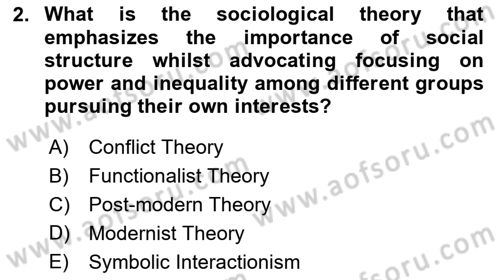 Introduction to Sociology Dersi 2018 - 2019 Yılı (Vize) Ara Sınav Soruları 2. Soru