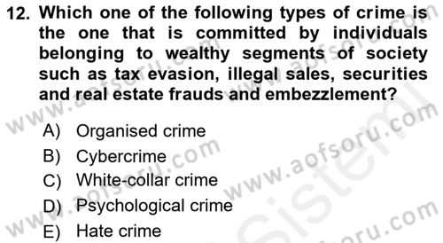 Introduction to Sociology Dersi 2018 - 2019 Yılı (Final) Dönem Sonu Sınav Soruları 12. Soru