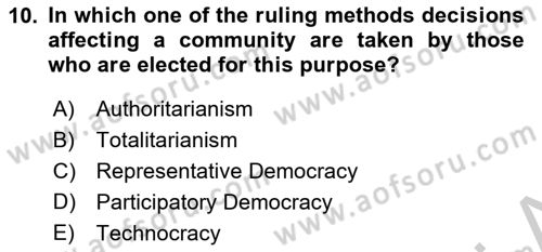 Introduction to Sociology Dersi 2018 - 2019 Yılı Yaz Okulu Sınav Soruları 10. Soru