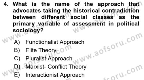 Introduction to Sociology Dersi 2018 - 2019 Yılı Yaz Okulu Sınav Soruları 4. Soru