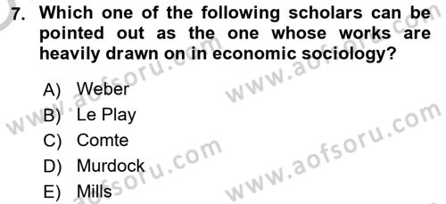 Introduction to Sociology Dersi 2018 - 2019 Yılı Yaz Okulu Sınav Soruları 7. Soru