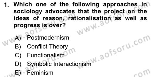 Introduction to Sociology Dersi 2019 - 2020 Yılı (Vize) Ara Sınav Soruları 1. Soru
