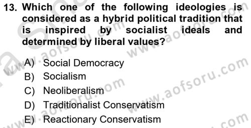 Introduction to Sociology Dersi 2019 - 2020 Yılı (Vize) Ara Sınav Soruları 13. Soru