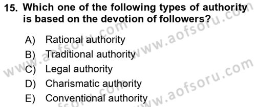 Introduction to Sociology Dersi 2019 - 2020 Yılı (Vize) Ara Sınav Soruları 15. Soru