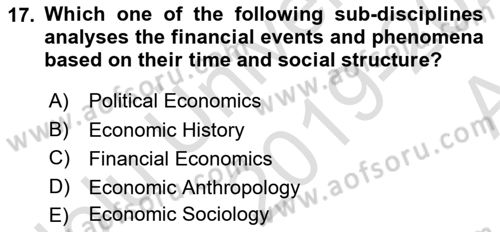 Introduction to Sociology Dersi 2019 - 2020 Yılı (Vize) Ara Sınav Soruları 17. Soru
