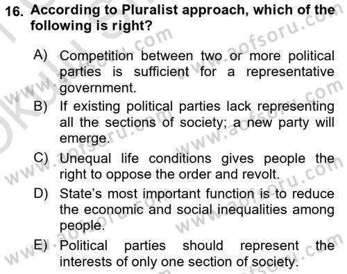 Introduction to Sociology Dersi 2020 - 2021 Yılı Yaz Okulu Sınav Soruları 16. Soru