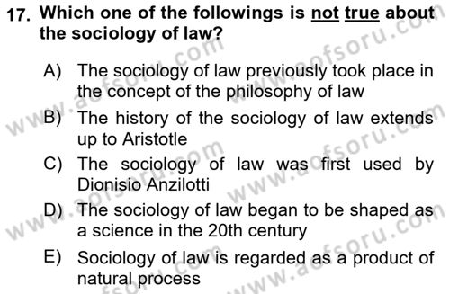 Introduction to Sociology Dersi 2020 - 2021 Yılı Yaz Okulu Sınav Soruları 17. Soru