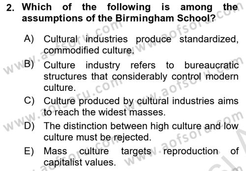 Introduction to Sociology Dersi 2020 - 2021 Yılı Yaz Okulu Sınav Soruları 2. Soru