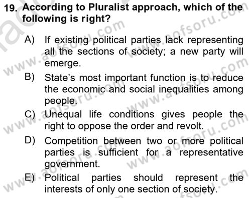 Introduction to Sociology Dersi 2021 - 2022 Yılı (Vize) Ara Sınavı 19. Soru