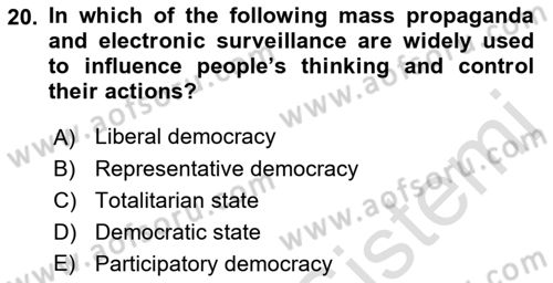 Introduction to Sociology Dersi Ara Sınavı Deneme Sınav Soruları 20. Soru