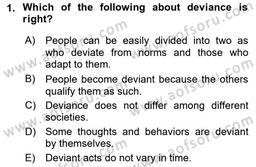 Introduction to Sociology Dersi 2021 - 2022 Yılı (Final) Dönem Sonu Sınav Soruları 1. Soru