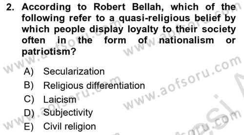 Introduction to Sociology Dersi 2021 - 2022 Yılı (Final) Dönem Sonu Sınav Soruları 2. Soru