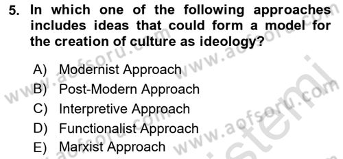 Introduction to Sociology Dersi 2021 - 2022 Yılı (Final) Dönem Sonu Sınav Soruları 5. Soru