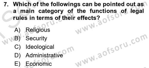 Introduction to Sociology Dersi 2021 - 2022 Yılı (Final) Dönem Sonu Sınav Soruları 7. Soru