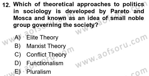 Introduction to Sociology Dersi 2022 - 2023 Yılı (Vize) Ara Sınav Soruları 12. Soru