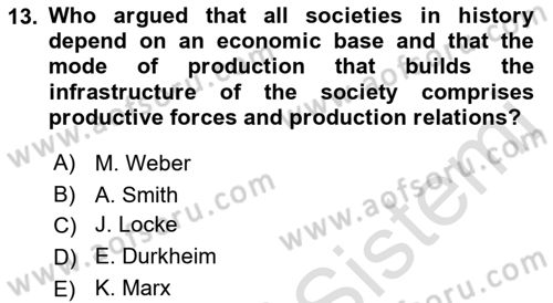 Introduction to Sociology Dersi Ara Sınavı Deneme Sınav Soruları 13. Soru
