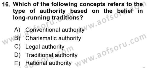 Introduction to Sociology Dersi Ara Sınavı Deneme Sınav Soruları 16. Soru