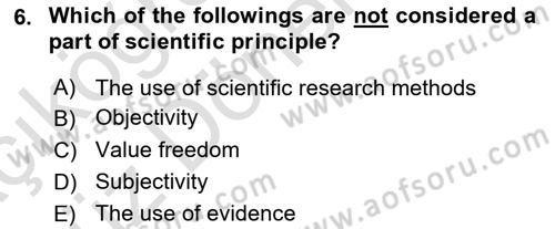 Introduction to Sociology Dersi Ara Sınavı Deneme Sınav Soruları 6. Soru