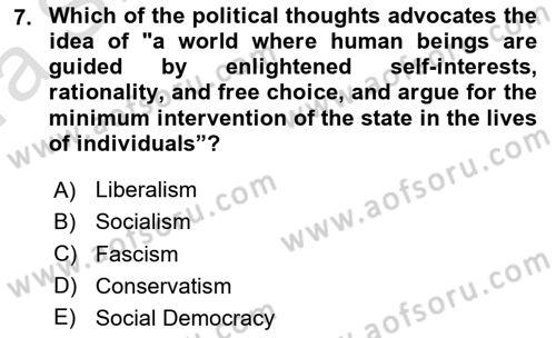 Introduction to Sociology Dersi Ara Sınavı Deneme Sınav Soruları 7. Soru