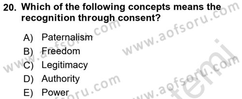 Introduction to Sociology Dersi 2022 - 2023 Yılı Yaz Okulu Sınav Soruları 20. Soru