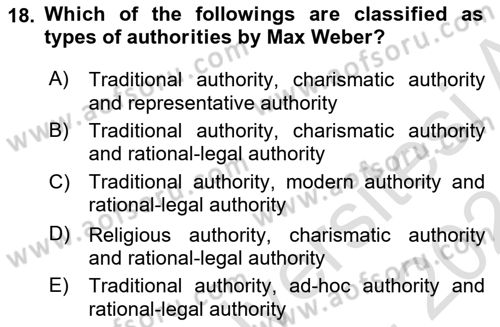 Introduction to Sociology Dersi 2023 - 2024 Yılı (Vize) Ara Sınav Soruları 18. Soru