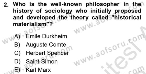 Introduction to Sociology Dersi Ara Sınavı Deneme Sınav Soruları 2. Soru