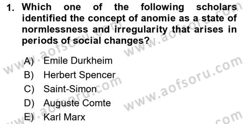 Introduction to Sociology Dersi 2023 - 2024 Yılı (Final) Dönem Sonu Sınav Soruları 1. Soru