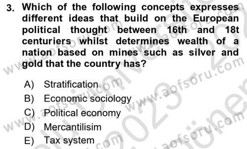 Introduction to Sociology Dersi 2023 - 2024 Yılı (Final) Dönem Sonu Sınav Soruları 3. Soru