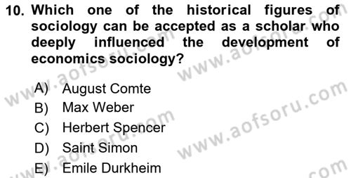 Introduction to Sociology Dersi Ara Sınavı Deneme Sınav Soruları 10. Soru