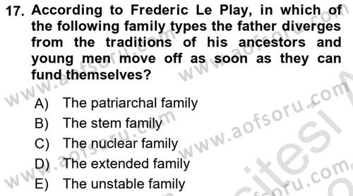 Introduction to Sociology Dersi 2024 - 2025 Yılı (Final) Dönem Sonu Sınav Soruları 17. Soru