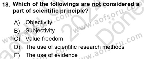 Introduction to Sociology Dersi 2024 - 2025 Yılı (Final) Dönem Sonu Sınav Soruları 18. Soru