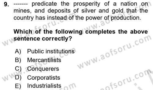 Introduction to Sociology Dersi 2024 - 2025 Yılı (Final) Dönem Sonu Sınav Soruları 9. Soru