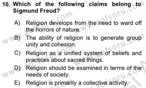 Introduction to Sociology Dersi 2024 - 2025 Yılı Yaz Okulu Sınav Soruları 10. Soru