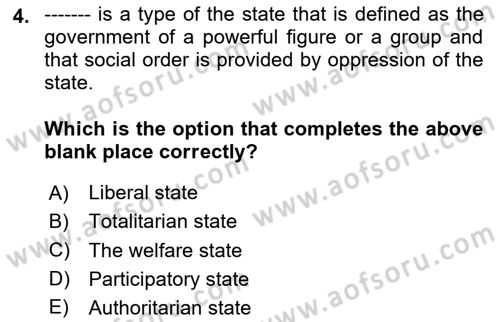 Introduction to Sociology Dersi 2024 - 2025 Yılı Yaz Okulu Sınav Soruları 4. Soru