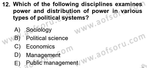 Introduction to Sociology Dersi 2025 - 2026 Yılı (Vize) Ara Sınav Soruları 12. Soru