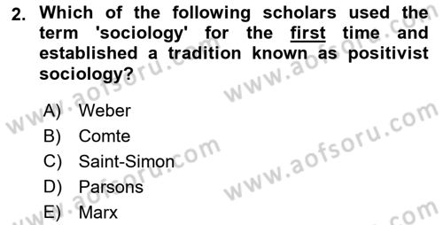 Introduction to Sociology Dersi 2025 - 2026 Yılı (Vize) Ara Sınav Soruları 2. Soru
