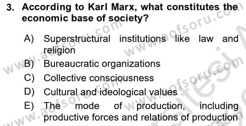 Introduction to Sociology Dersi 2025 - 2026 Yılı (Vize) Ara Sınav Soruları 3. Soru