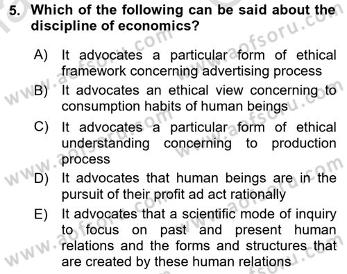 Introduction to Sociology Dersi 2025 - 2026 Yılı (Vize) Ara Sınav Soruları 5. Soru